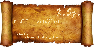 Klár Szilárd névjegykártya
